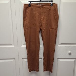 Liverpool Los Angeles Women Burlywood Cargo Wide Leg Crop Pants Utlity Boho 10